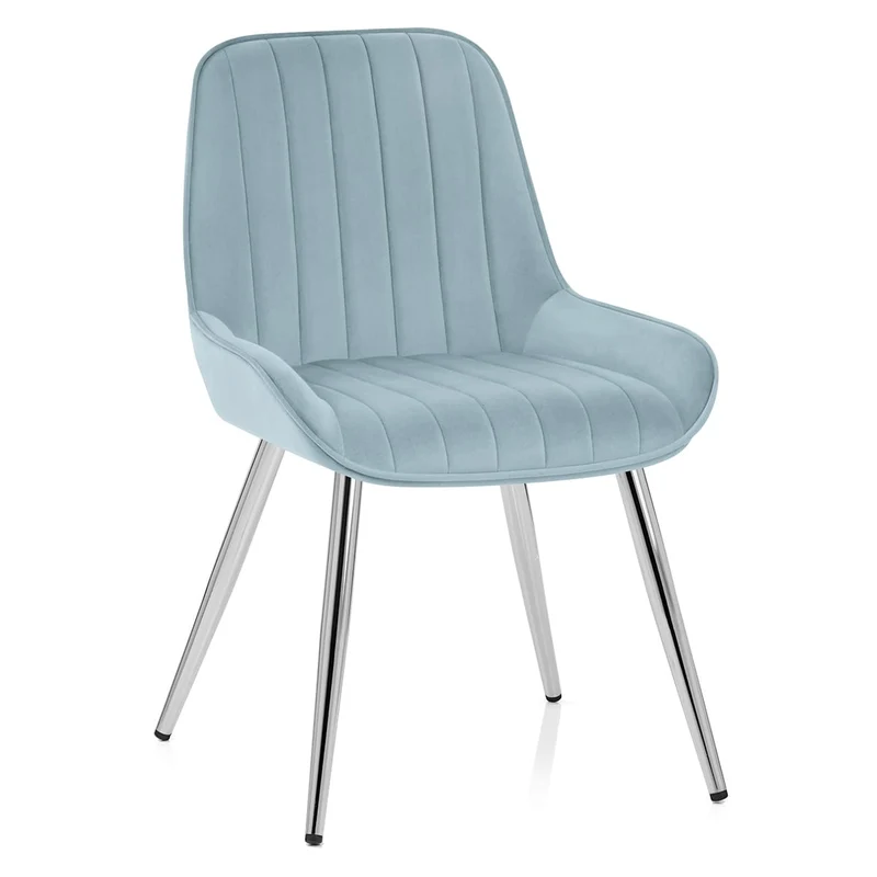 Chaise Chrome Velours - Mustang Bleu