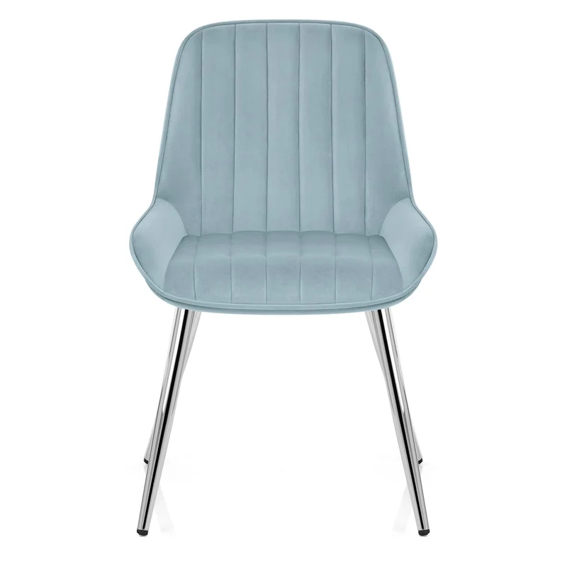 Chaise Chrome Velours - Mustang Bleu