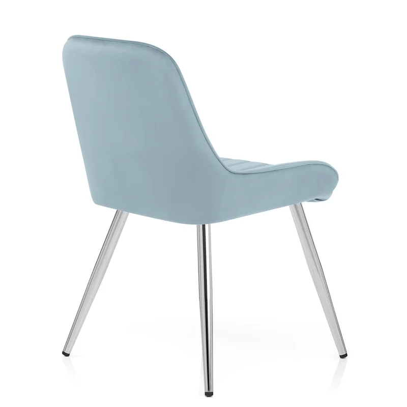 Chaise Chrome Velours - Mustang Bleu