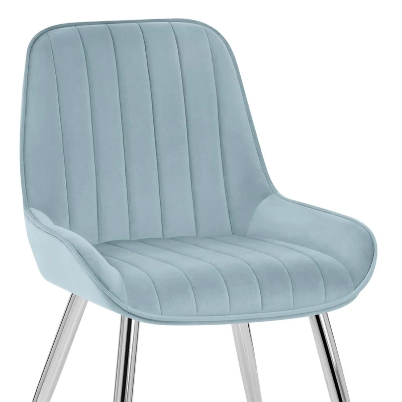 Chaise Chrome Velours - Mustang Bleu