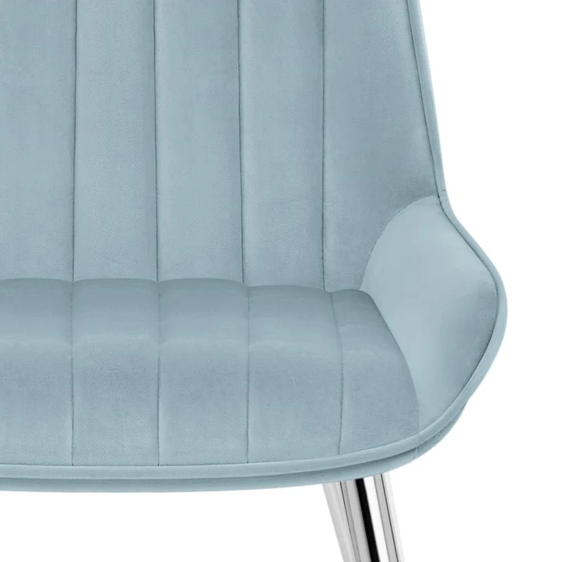Chaise Chrome Velours - Mustang Bleu