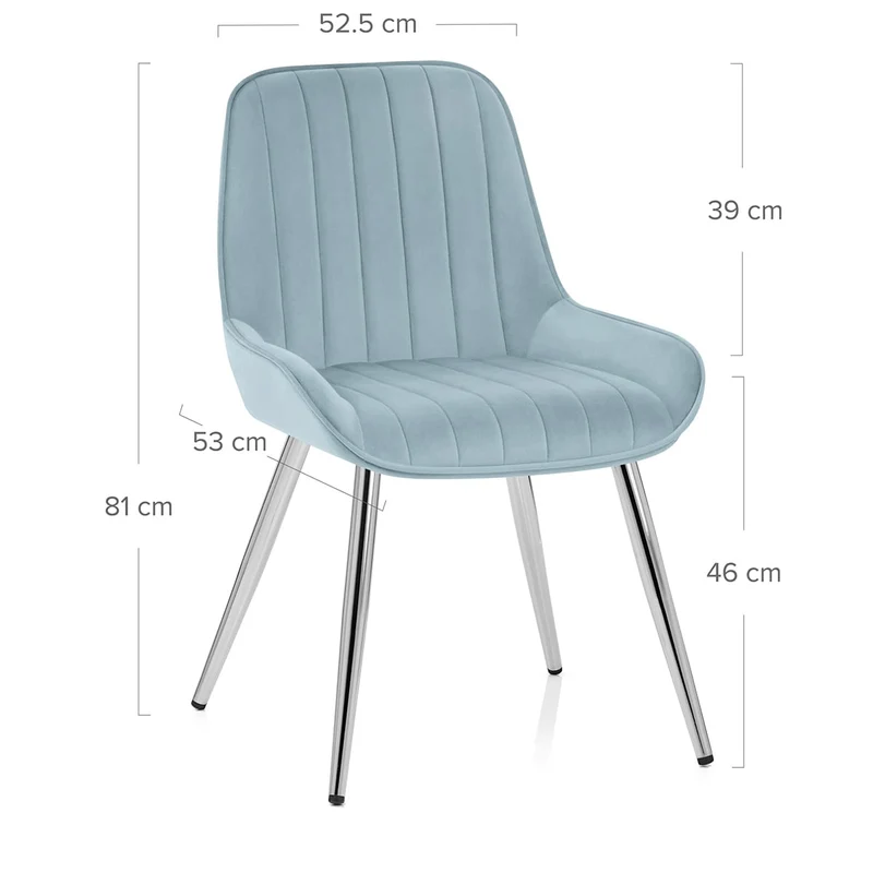 Chaise Chrome Velours - Mustang Bleu