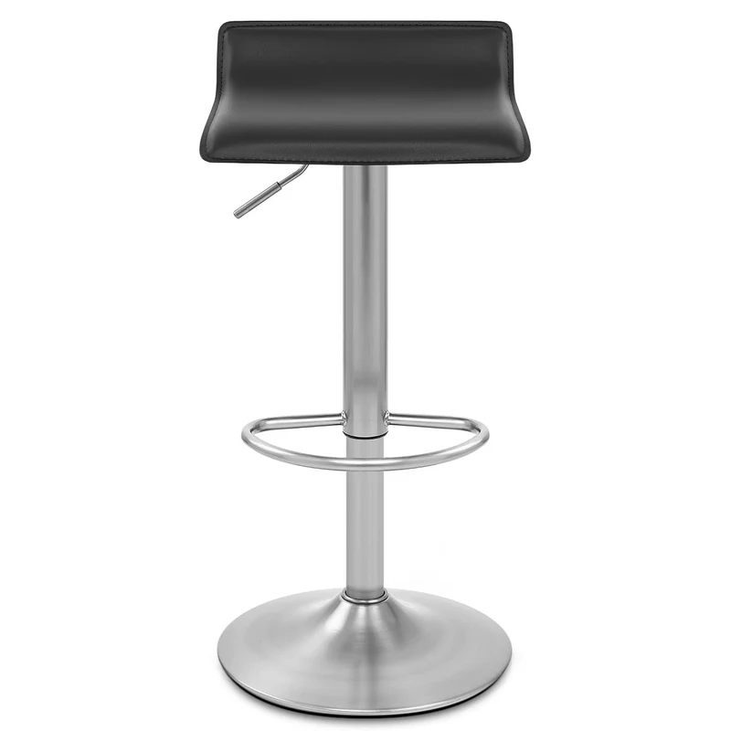 Tabouret Faux Cuir Chrome Brossé - Mars Noir