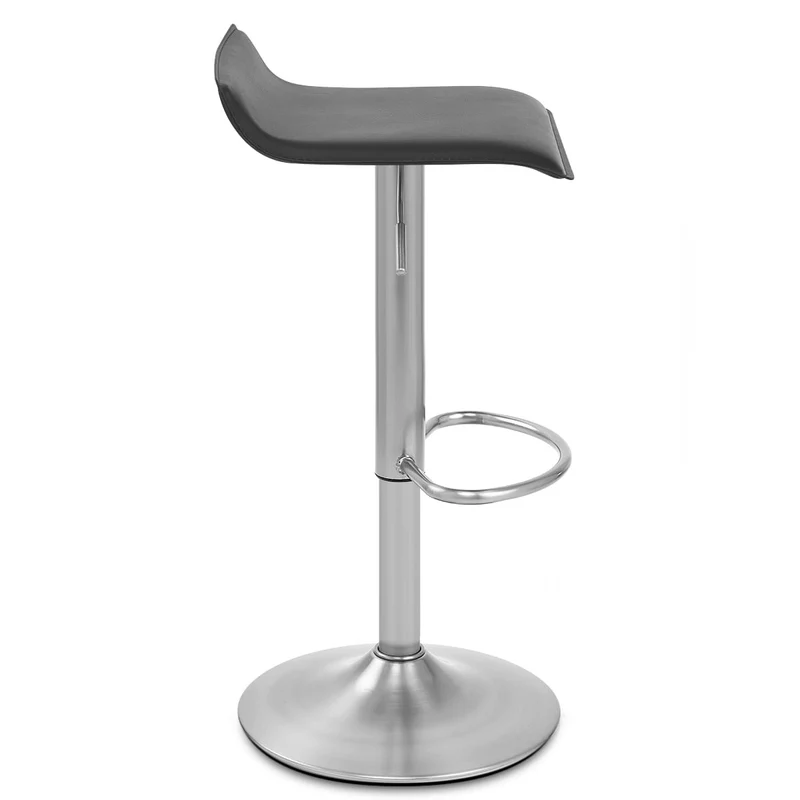 Tabouret Faux Cuir Chrome Brossé - Mars Noir