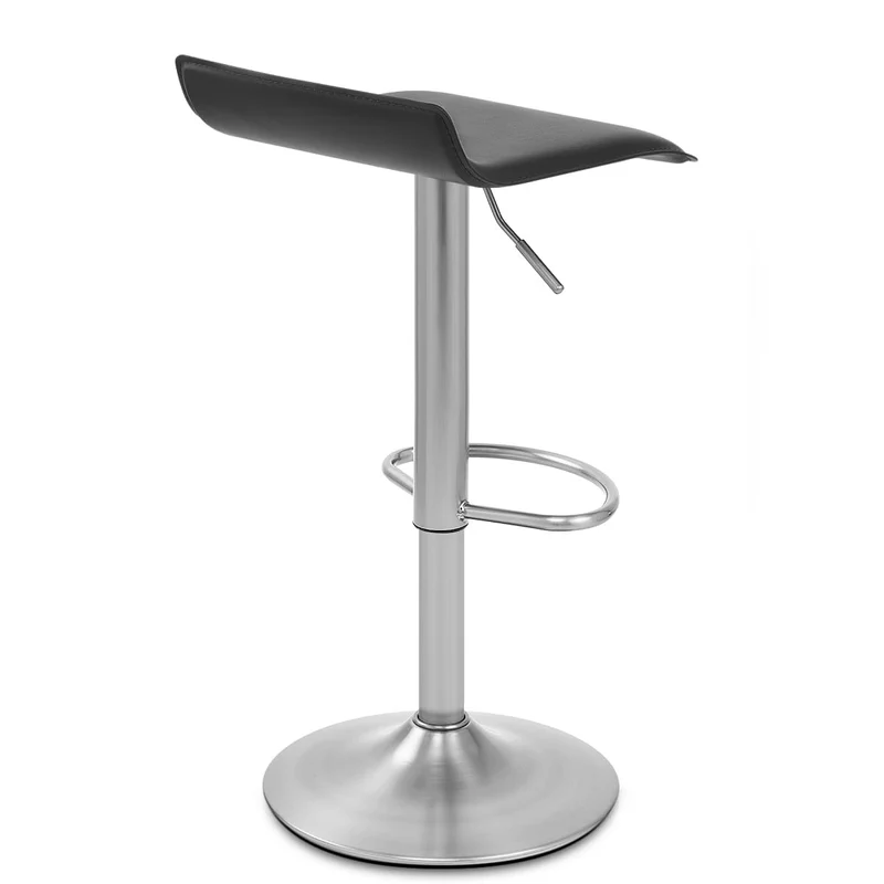 Tabouret Faux Cuir Chrome Brossé - Mars Noir