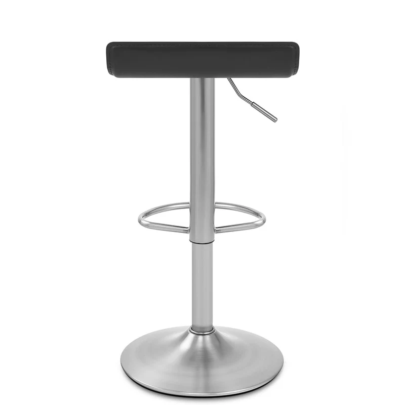 Tabouret Faux Cuir Chrome Brossé - Mars Noir