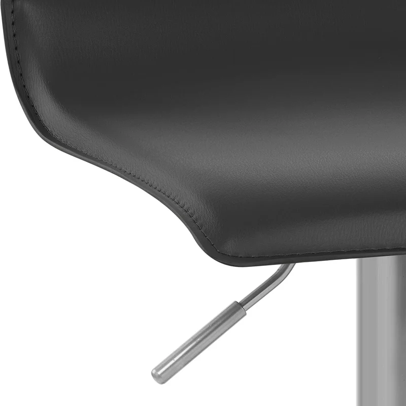 Tabouret Faux Cuir Chrome Brossé - Mars Noir