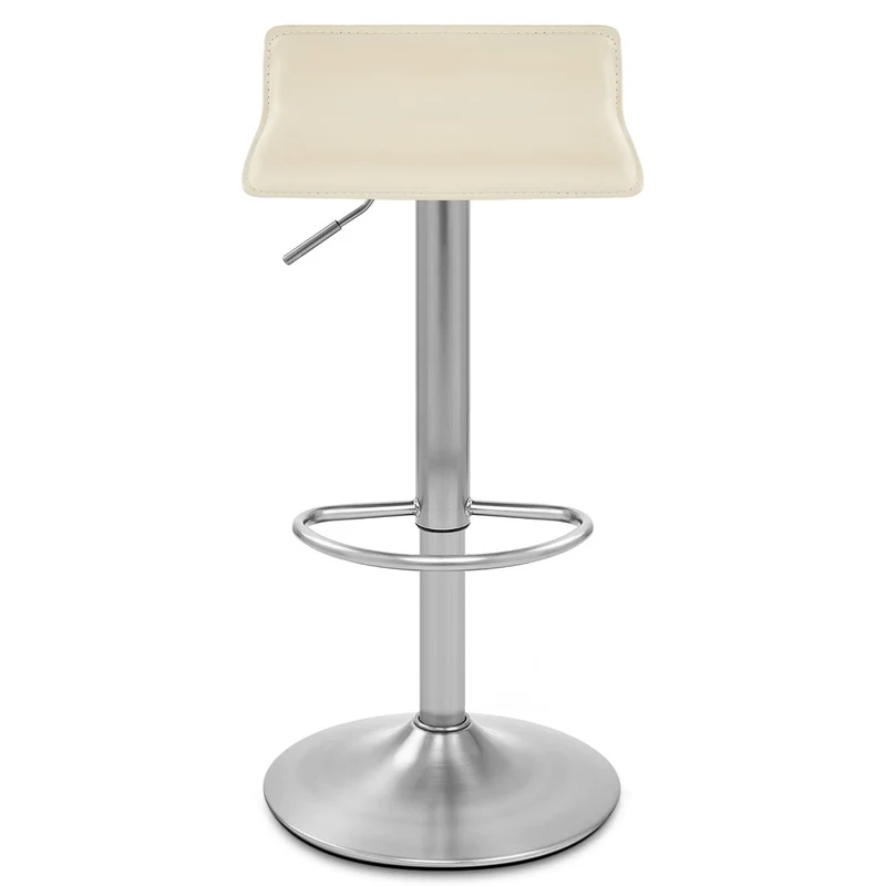 Tabouret Faux Cuir Chrome Brossé - Mars Crème