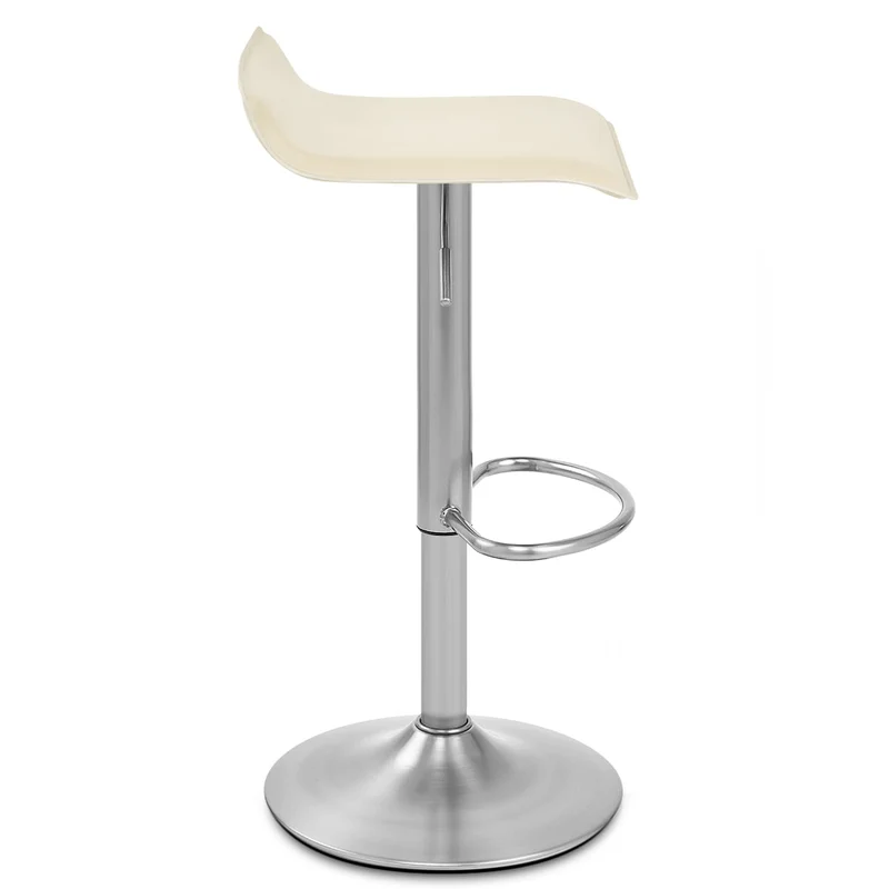 Tabouret Faux Cuir Chrome Brossé - Mars Crème