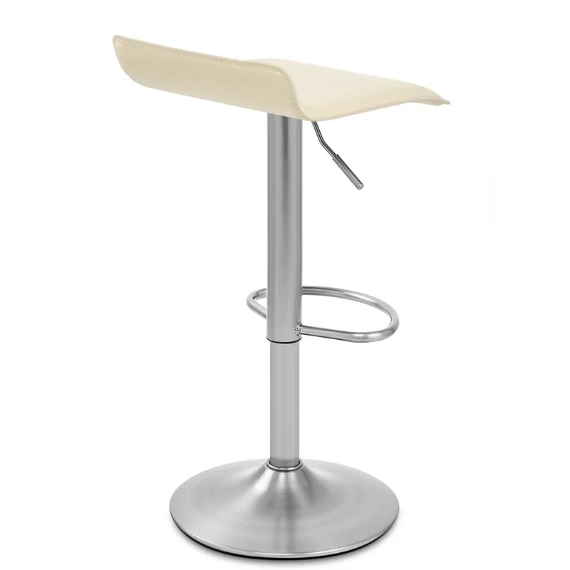 Tabouret Faux Cuir Chrome Brossé - Mars Crème