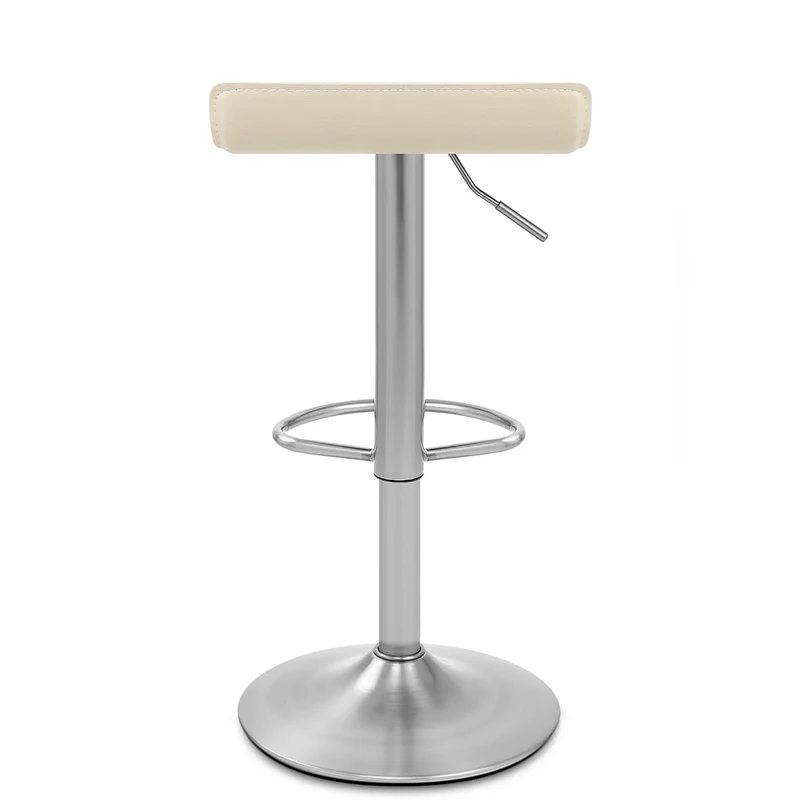 Tabouret Faux Cuir Chrome Brossé - Mars Crème