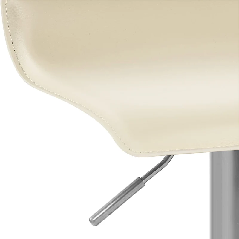 Tabouret Faux Cuir Chrome Brossé - Mars Crème