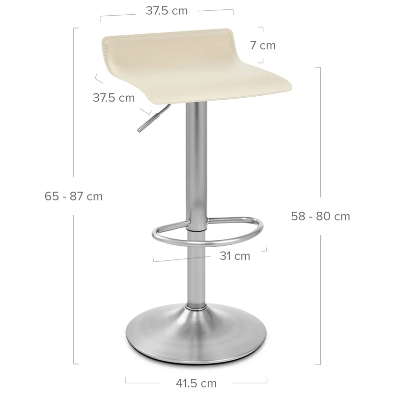 Tabouret Faux Cuir Chrome Brossé - Mars Crème