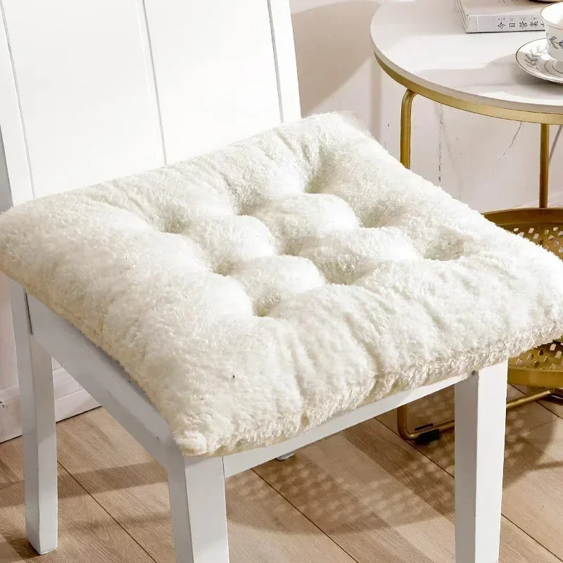 Galette de Chaise Peluche Blanche