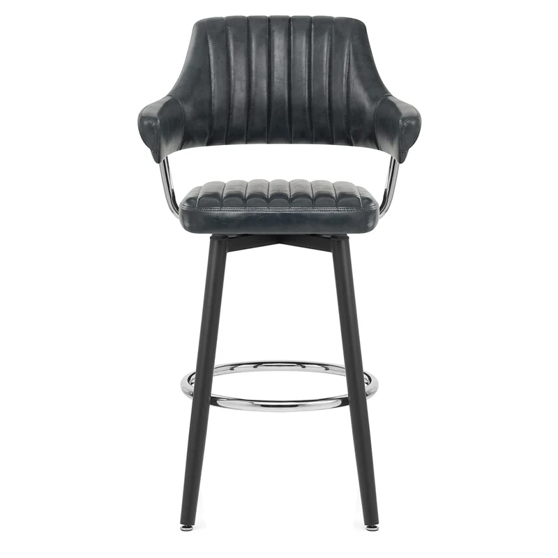 Tabouret de Bar Faux Cuir Antique - Emily Bleu Foncé