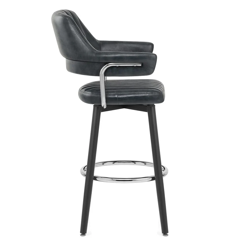 Tabouret de Bar Faux Cuir Antique - Emily Bleu Foncé