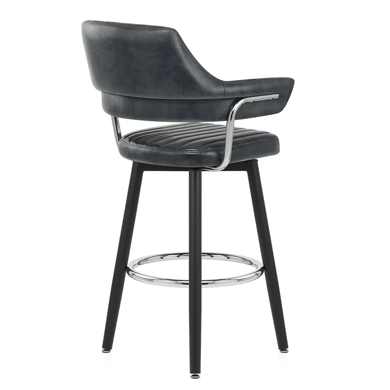 Tabouret de Bar Faux Cuir Antique - Emily Bleu Foncé