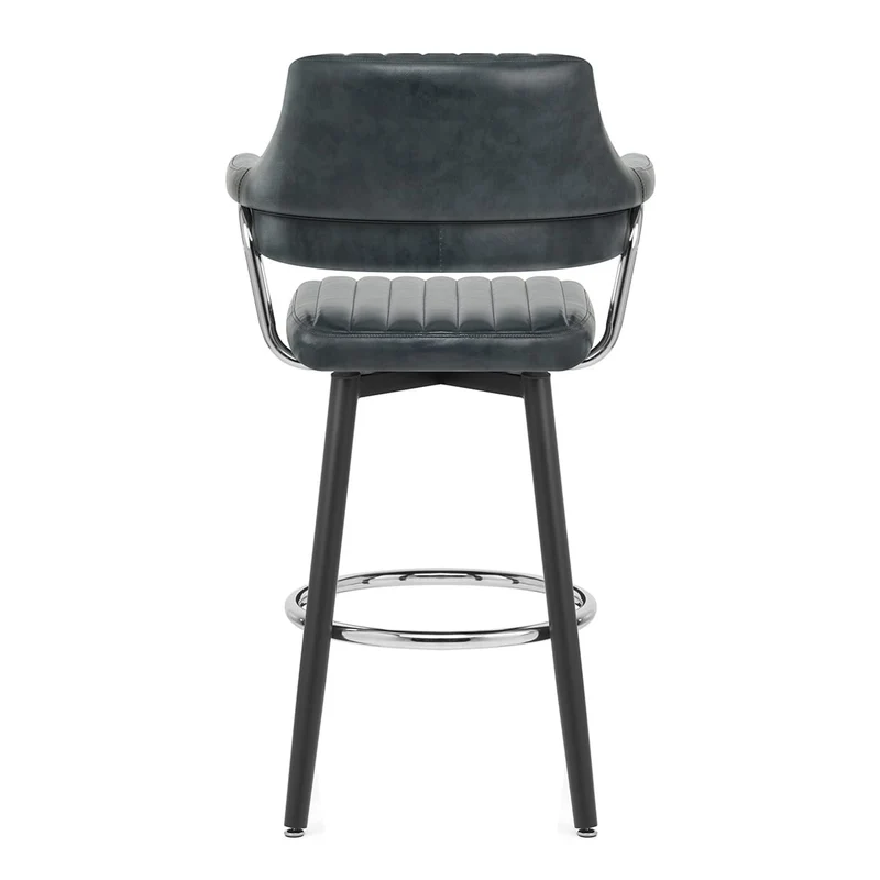 Tabouret de Bar Faux Cuir Antique - Emily Bleu Foncé