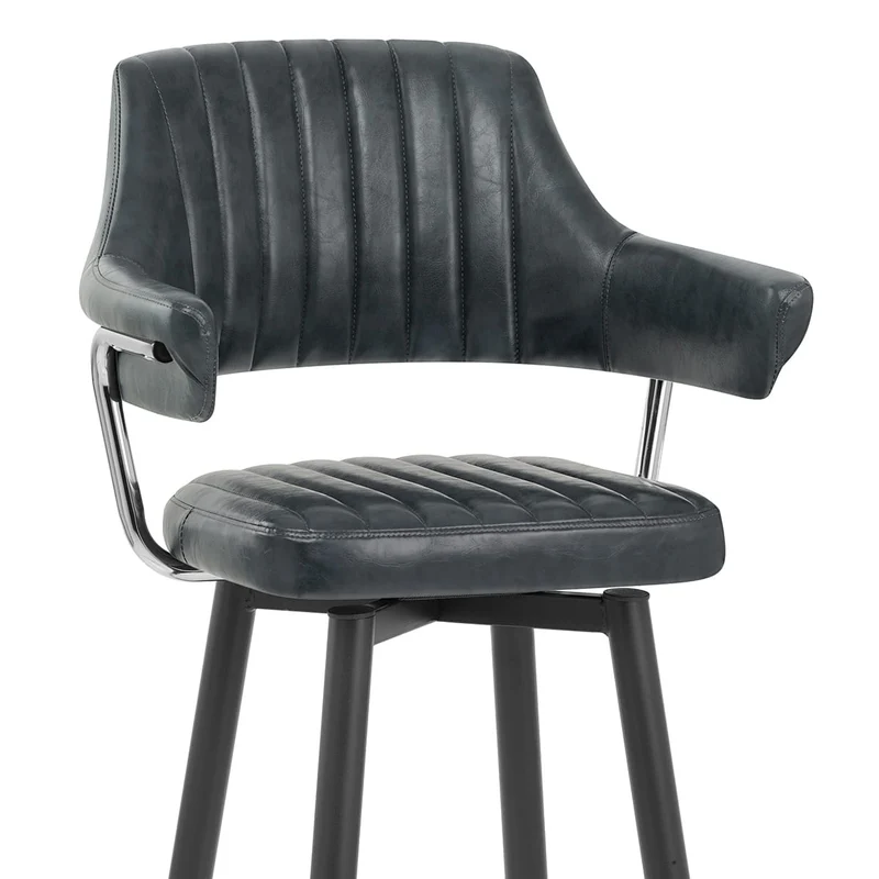 Tabouret de Bar Faux Cuir Antique - Emily Bleu Foncé