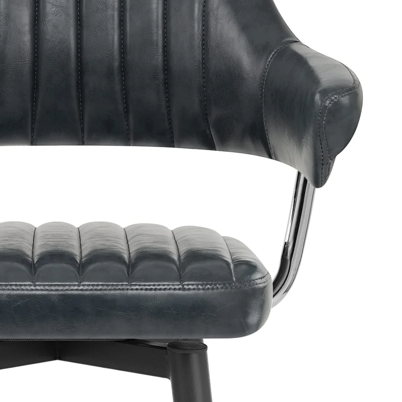 Tabouret de Bar Faux Cuir Antique - Emily Bleu Foncé