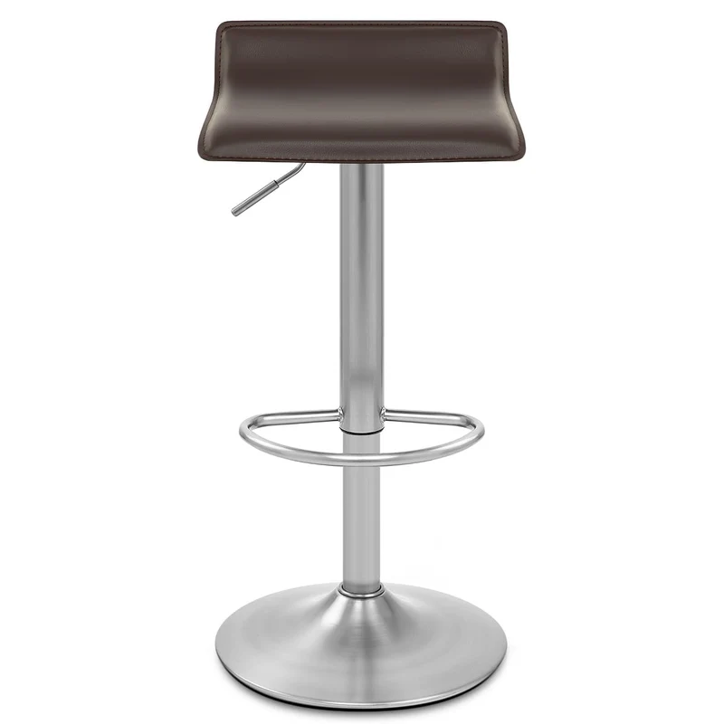 Tabouret Faux Cuir Chrome Brossé - Mars Marron
