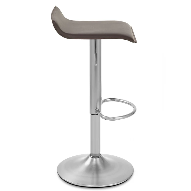Tabouret Faux Cuir Chrome Brossé - Mars Marron