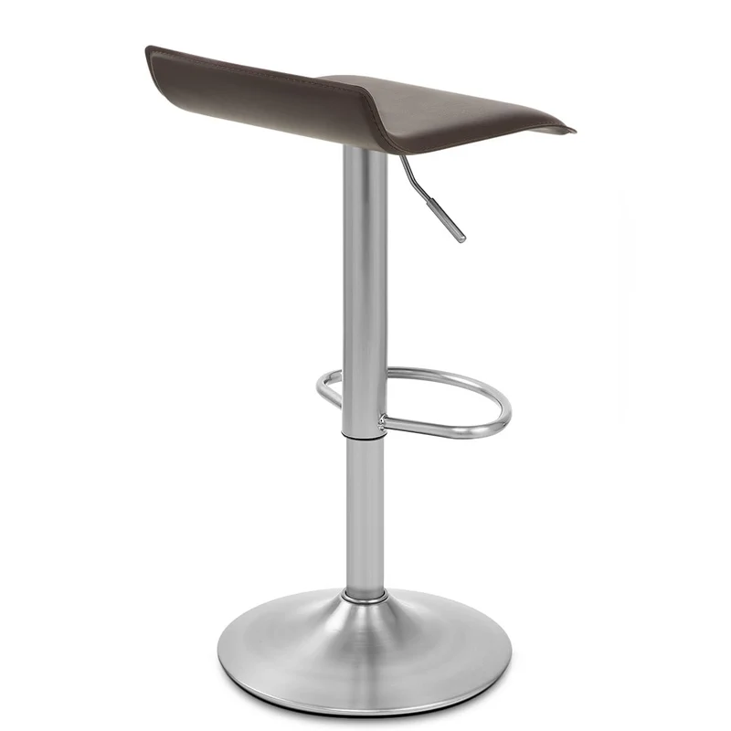 Tabouret Faux Cuir Chrome Brossé - Mars Marron