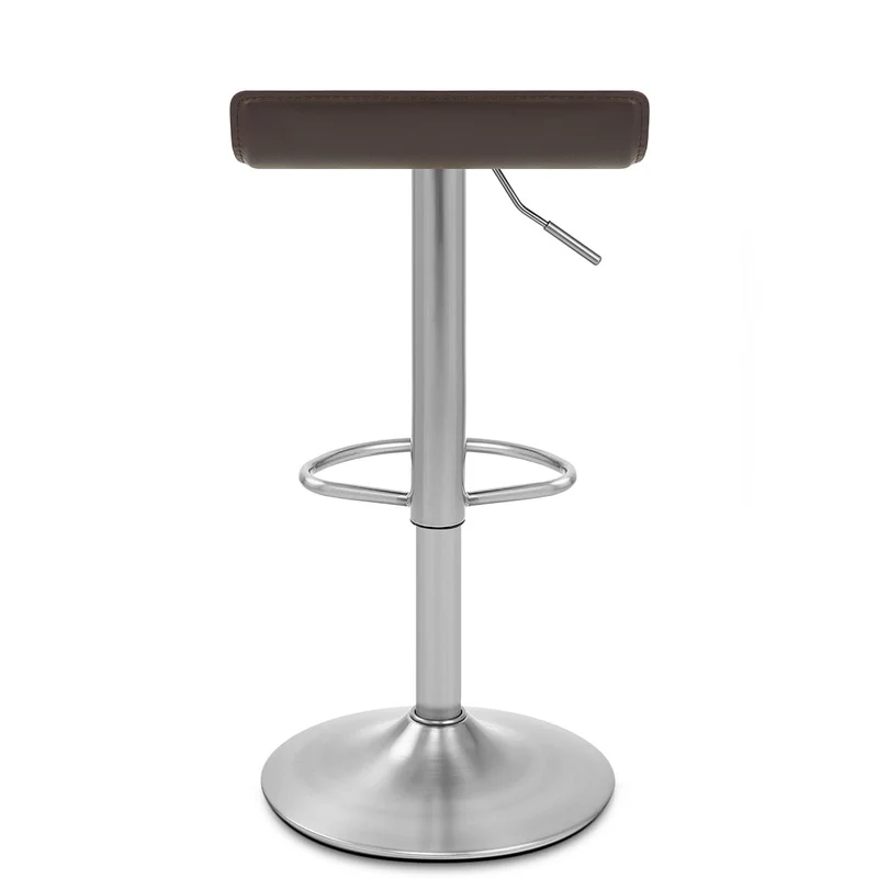 Tabouret Faux Cuir Chrome Brossé - Mars Marron