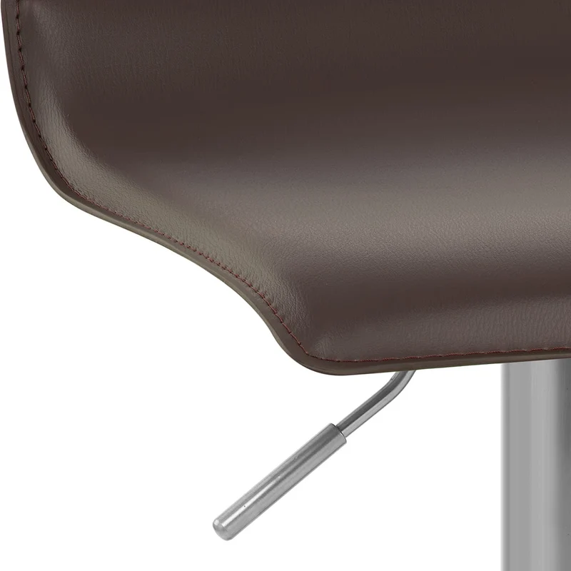 Tabouret Faux Cuir Chrome Brossé - Mars Marron