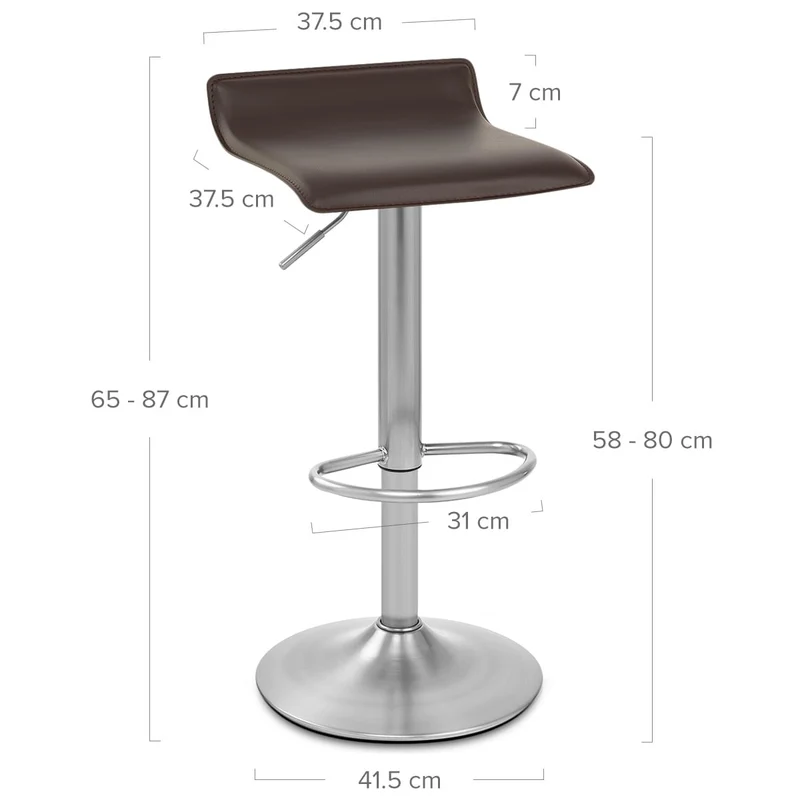 Tabouret Faux Cuir Chrome Brossé - Mars Marron