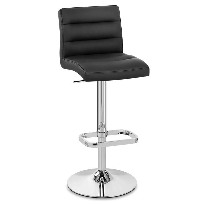 Chaise de Bar Faux Cuir Chrome - Lush Noir