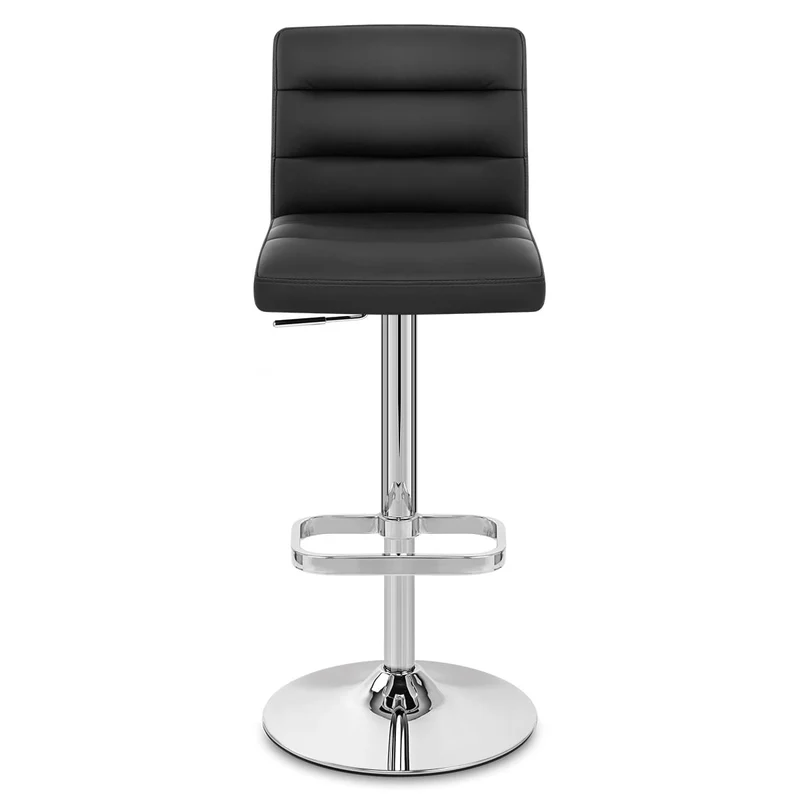 Chaise de Bar Faux Cuir Chrome - Lush Noir