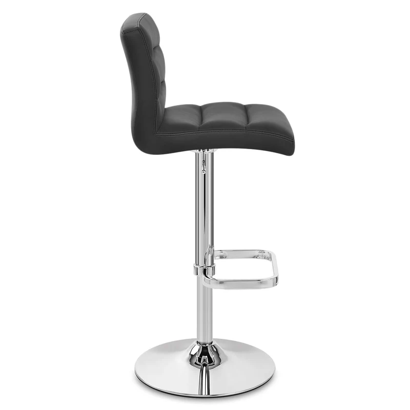 Chaise de Bar Faux Cuir Chrome - Lush Noir