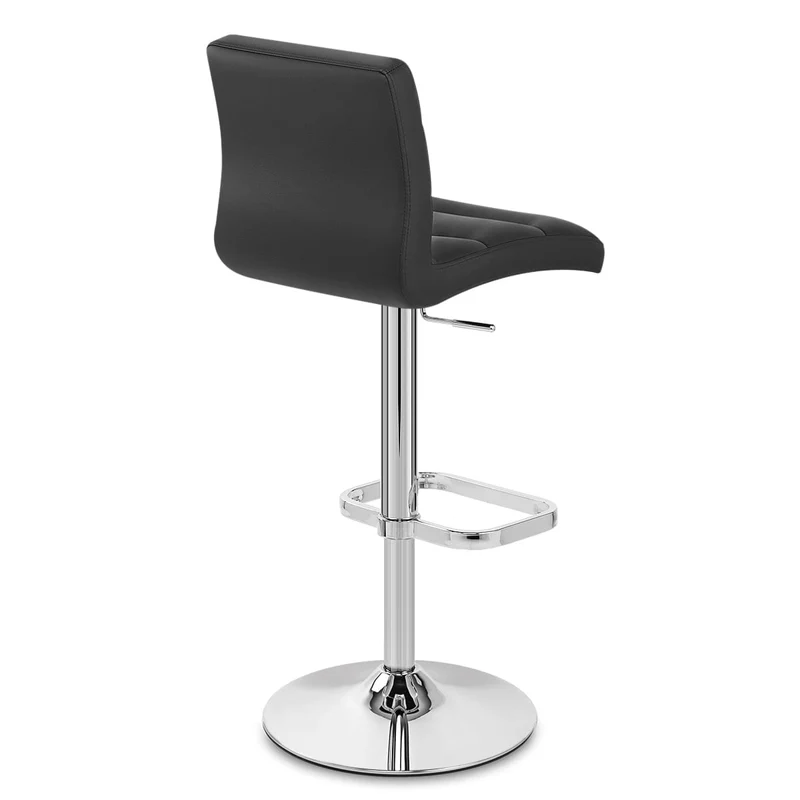Chaise de Bar Faux Cuir Chrome - Lush Noir