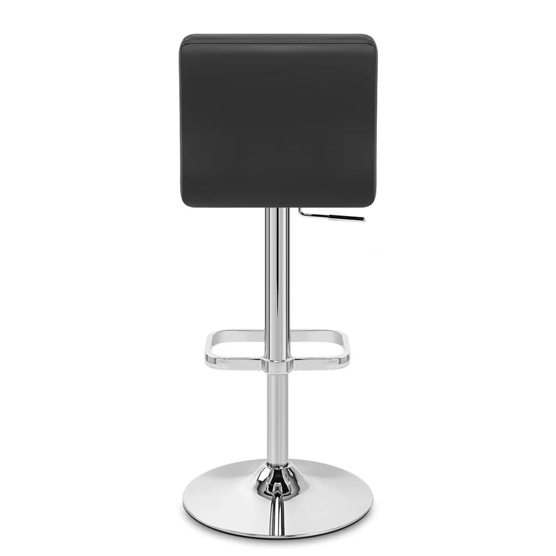 Chaise de Bar Faux Cuir Chrome - Lush Noir