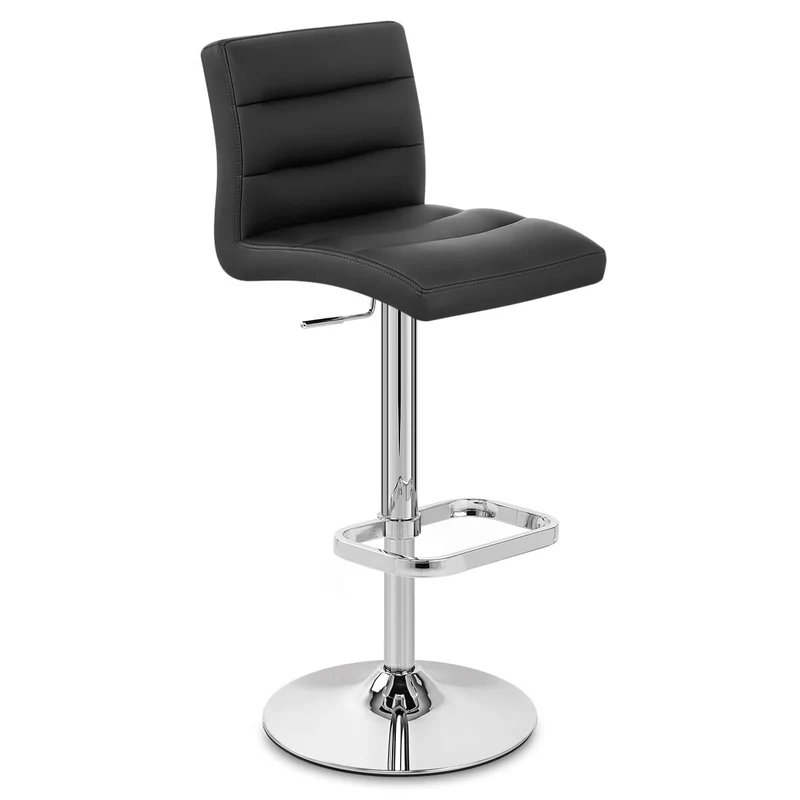 Chaise de Bar Faux Cuir Chrome - Lush Noir