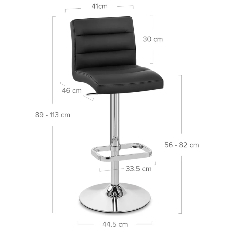 Chaise de Bar Faux Cuir Chrome - Lush Noir