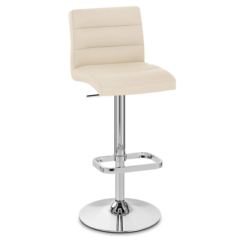 Chaise de Bar Faux Cuir Chrome - Lush Crème