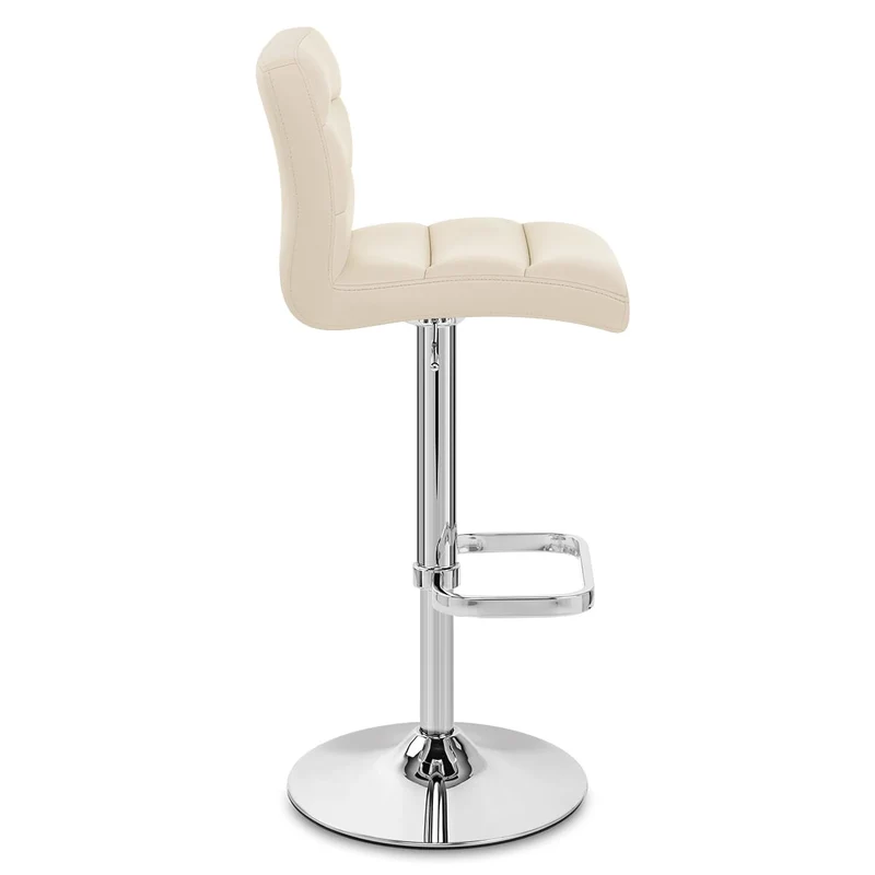 Chaise de Bar Faux Cuir Chrome - Lush Crème