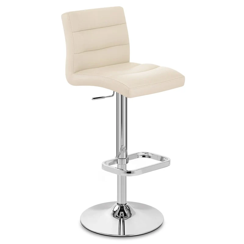 Chaise de Bar Faux Cuir Chrome - Lush Crème