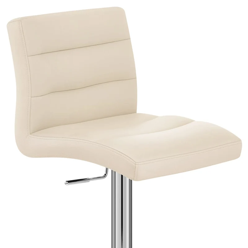 Chaise de Bar Faux Cuir Chrome - Lush Crème