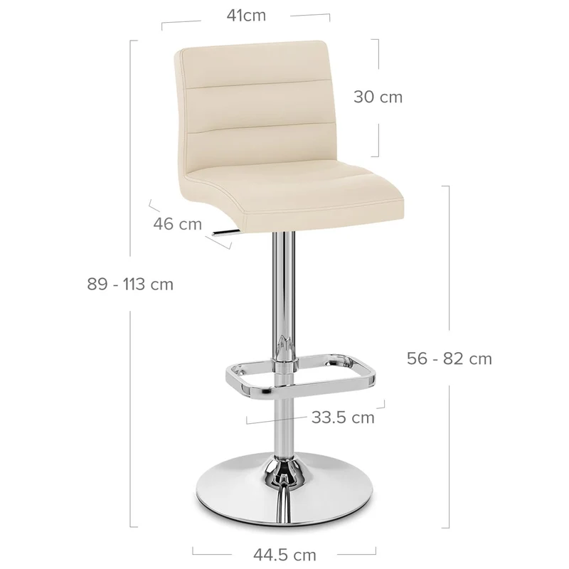 Chaise de Bar Faux Cuir Chrome - Lush Crème