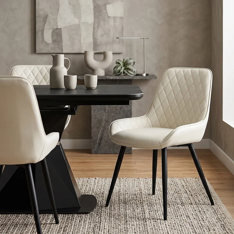 Chaise Faux Cuir Antique - Lincoln Crème