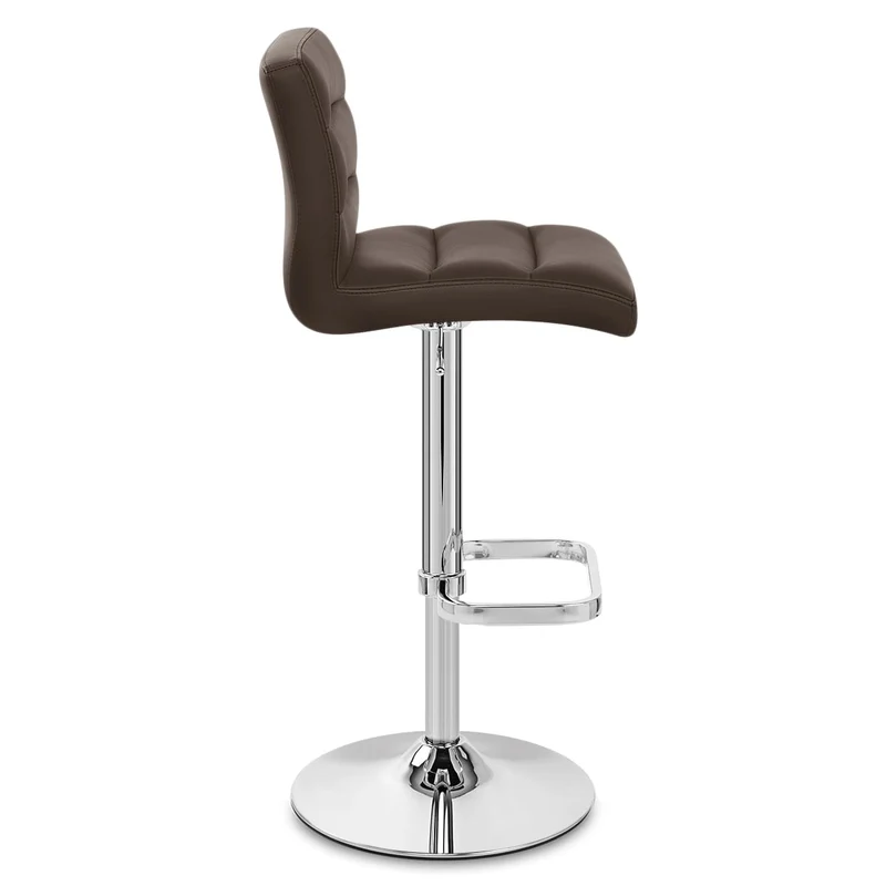 Chaise de Bar Faux Cuir Chrome - Lush Marron