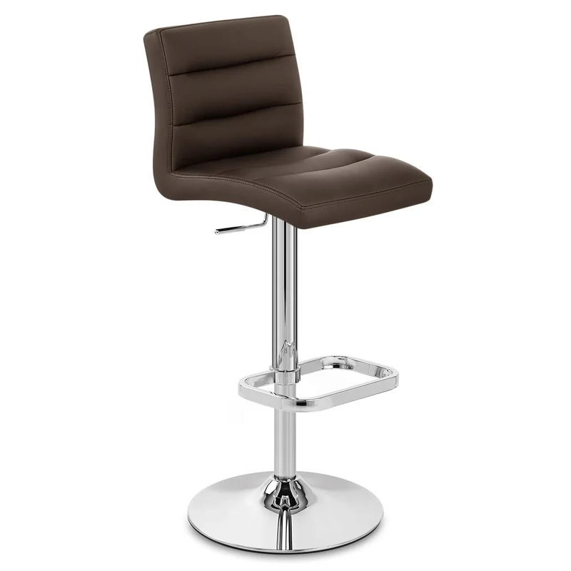 Chaise de Bar Faux Cuir Chrome - Lush Marron