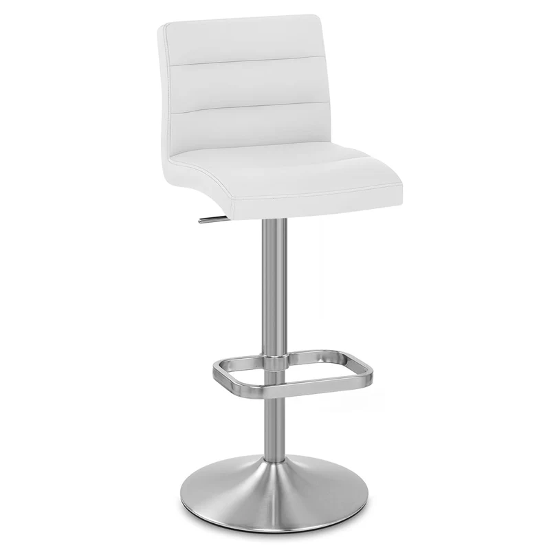 Chaise de Bar Faux Cuir Chrome Brossé - Lush Blanc