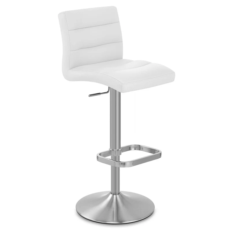 Chaise de Bar Faux Cuir Chrome Brossé - Lush Blanc