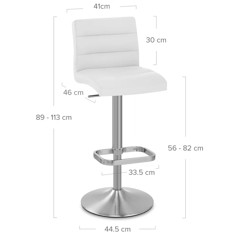 Chaise de Bar Faux Cuir Chrome Brossé - Lush Blanc