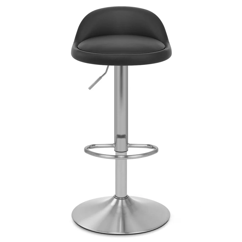 Chaise de Bar Faux Cuir Chrome Brossé - Lulu Noir