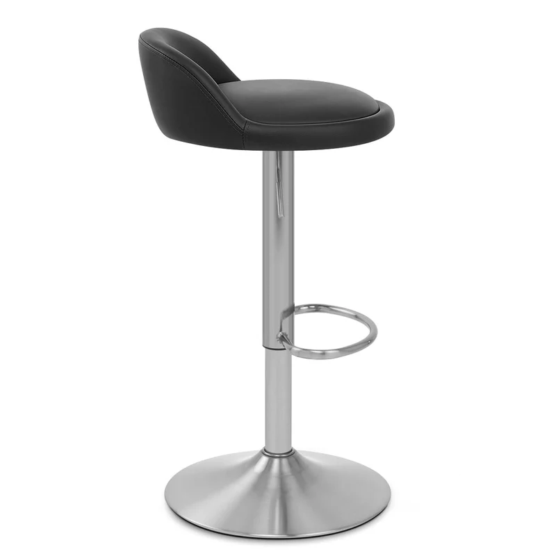 Chaise de Bar Faux Cuir Chrome Brossé - Lulu Noir